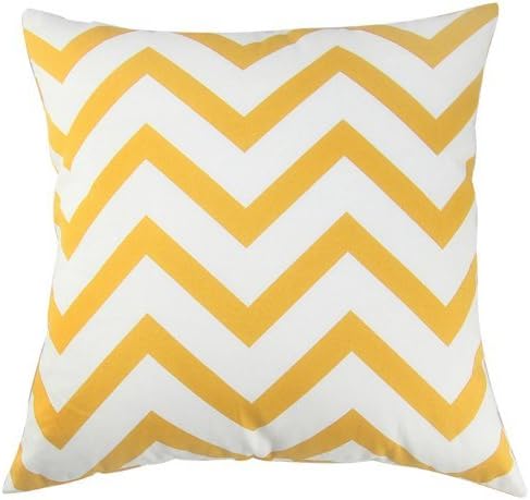 Chevron Striped Accent Decorative Cotton Canvas Throw Pillow Cover Cushion 20 X 20" (Yellow)