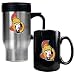 Ottawa Senators NHL Stainless Steel Travel Mug & Black Ceramic Mug Set - Primary Logo by Great American Products