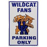 Kentucky Wildcats White Metal Fans Parking Only Sign