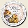 Scentiment Coaster with saying ~ A Baby is a Bit of Heaven ~ vanilla aroma ~ gift bag and easel