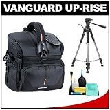 Vanguard Up-Rise 18 Digital SLR Camera Bag/Case (Black) with Deluxe Photo/Video Tripod + Accessory Kit for Canon Rebel XSi, XS, T1i, T2i, EOS 50D, 5D, 7D, Nikon D3000, D5000, D40, D60, D90, D300, D300s, Olympus Evolt E-30, E-450, E-520, E-620, and Sony Alpha A230, A330, A380, A450, A500, A550, A850