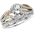 14K Two-Tone Gold Diamond Wedding Set Semimount - 0.50 Ct. - CENTER STONE NOT INCLUDED