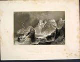 DUNBAR CASTLE LOTHIAN SCOTLAND ANTIQUE PRINT FINE ART