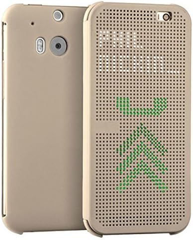 FOME Cases Series HTC Dot View Premium Flip Shell Case Cover for HTC One M8 Golden
