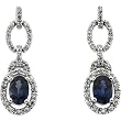 14K White Gold Sapphire and Diamond Earrings