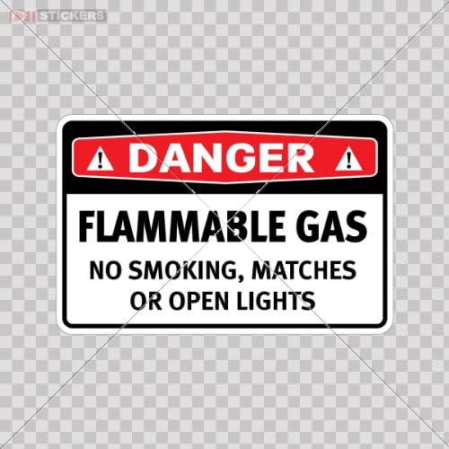 Decal Stickers Safety Sign Danger Flammable Gas No Smo Size: 4 X 2.6 Inches Vinyl color print