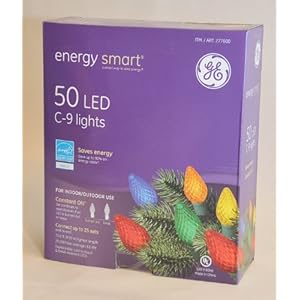 GE EnergySmart 50 LED C-9 Holiday String Lights Indoor/Outdoor Use