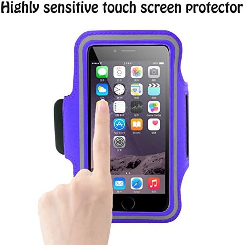 ELMASA Gym Running Jogging Sport Armband for Apple iPhone 6 Plus, Samsung Galaxy Note 4 / 3 / 2, Droid Turbo and LG G3 with Key Holder Slot, Full Touchscreen Functionality,Slim,Light, Adjustable, Durable, Waterproof, Sweat proof, Dirt proof,Stylish-Casual PU Brush Surface Workout Cover Sport Gym Case - Blue (Compatible with Cellphones up to 5.7 Inch)