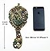 Ivenf Vintage Handheld Metal Oval Make-Up Mirror, Peacock Closed Tail, Bronze