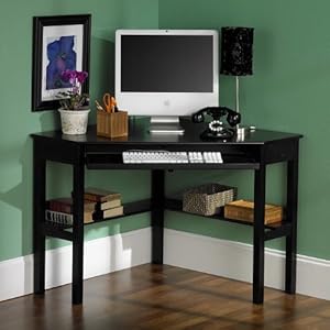 Black Wood Desk on Amazon Com  Black Wood Corner Desk  Home   Kitchen