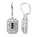Sterling Silver and 14k Yellow Gold Blue Sapphire and Diamond Art Deco Style Drop Earrings (0.13cttw, I-J Color, I3 Clarity)