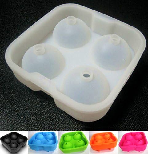 In Colors, Round Ice Ball Maker - Food Grade Silicone, BPA Free - 2" Ice Sphere Maker. Clear Mold. Money Back Guaranteed, No Questions Asked
