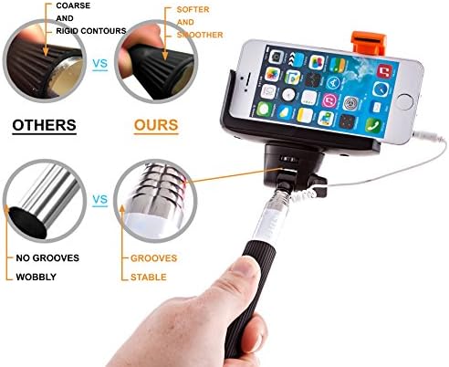 [Overstock Sale]PTDC Selfie Monopod Stick with Built-in Remote Shutter, Wired Cable, Black Arm Extender | Only for Iphone 6 6plus 5s 5c 5 4s 4, Samsung S3 S4 S5 S6 Note 4 3 2 É