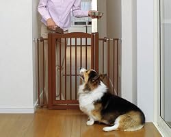 Richell Wood One-Touch Pet Gate, Autumn Matte Finish