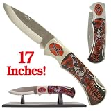 Oversized Rebel Wolf Folding Knife w/Display Stand