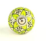 Ornate Green floral Ceramic knobs for cabinets & cupboards - hand painted pulls