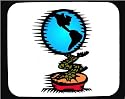 Decorated Mouse Pad with plant, pot, globe, flower, world, earth