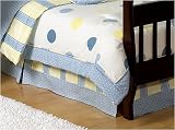 JoJo Designs Bed Skirt for Crib and Toddler Set - Blue and Yellow Modern Polka Dots