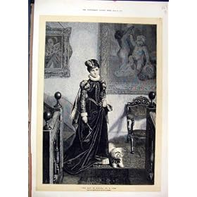 1872 Maid Honour Woman Dog Antique Fine Art