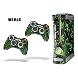 New XBOX 360 Console Protective Skin - Weeds - Black