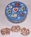 Gourmet Food : Scott's Cakes 1 lb. White Chocolate Covered Pretzel with Chocolate Chips & Jimmies in a Christmas Cookie Tin