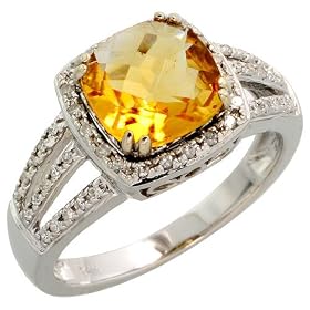 14k White Gold Stone Ring, w  0.20 Carat Brilliant Cut Diamonds and 2.15... by Gabriella Gold