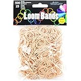 Loom Bands Value Pack, Tan, 500 Bands + 25 Plastic Clasps