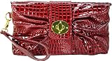 Vecceli Italy Crocodile Skin Embossed Red Clutch Handbag Designed by Ronella Lucci CL-113CROCRED