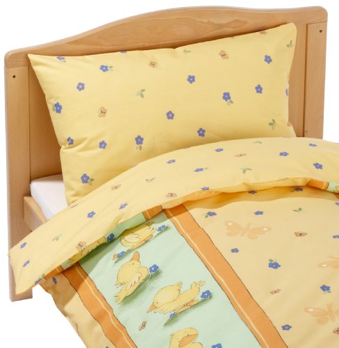 Kindertraum 520018001940 - Kinderbettw&auml;sche Streifen mit Enten/Bl&uuml;mchen, 40 x 60 + 100 x 1 Preisvergleich