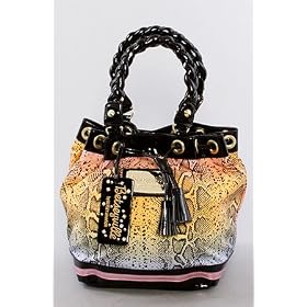 Betsey Johnson The Drawstring Bag in Pink Snakin Around,Bags (Handbags/Totes) for Women