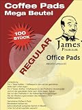 Produkt-Bild: Office Pads - Megabeutel 100 St&uuml;ck - Kaffeepads einzeln verpackt - James Premium&reg;  Erlesener Kaffee ausgewogen und aromatisch mit vollem Geschmack. Als Einzelportionen R&ouml;stfrisch verpackt!
