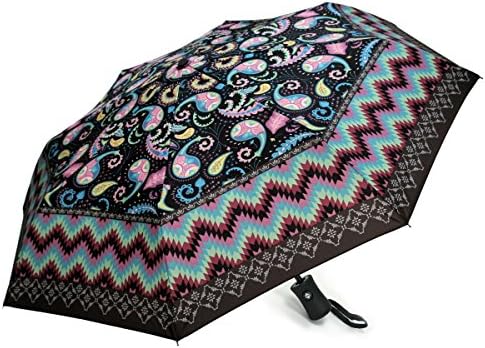 Ana Davis Plum Paisley Auto Open and Close Collapsible Compact Umbrella, Multi, One Size