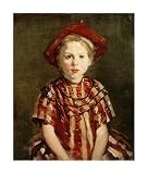 Little Girl In Red Stripes by Robert Henri 22.00X26.00. Art Poster Print
