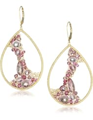 Dana Kellin Pink Sapphire Mix Large Open Encrusted "Pink Sapphire Mix" Teardrop Earrings