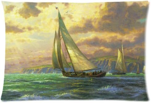 Custom new horizons sea sea waves sail sailing Background Rectangle Pillow Case 16x24 Inch cloth simulation Zippered Pillow Cover - Lljpcovers Two Sides Print