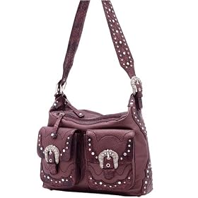 Lou-Ella Glam Rock Collection Designer Organized Hobo Bag in Dark Rose