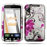 Rubberized Pink Lotus Hard Protector Case Cover For Motorola Olympus Atrix  ....