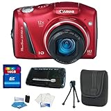 Canon PowerShot SX150 IS Digital Camera (Red) + 16GB Deluxe Accessory Kit