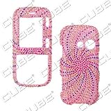 LG Rumor 2 LX265 - SWIRL Design - Pink/Blue/Silver - Full Rhinestones/Diamond/Bling - Hard Case/Cover/Faceplate/Snap On/Housing
