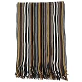 Men's Striped Scarf - Tan, White, Grey & Black