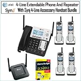 AT&T SB67118 SynJ 4-Line Extendable Range Corded-Cordless Small Business Phone System with 4 Extra Handsets and DECT 6.0 Range Repeater