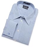 Nautica Men's French Cuff Blue And White Stripe Shirt