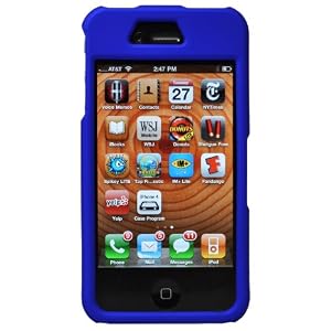 CrazyOnDigital Accessories Dark Blue Hard Snap On Protector Case for New Apple iPhone 4 4G HD 16GB 32GB Wireless Cell Phone. Bonus CrazyOnDigital Wristband included.