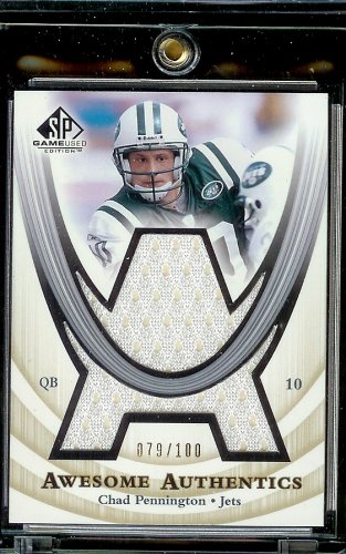 2004 SP Game-Used Chad Pennington Awesome Authentics Jersey 79/100 New York Jets Football Card - Mint Condition - Shipped In Protective Display Case