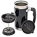 French Press Coffee and Tea Mug, Desk Press with Handle and 2 Spill Proof Lids - 20oz - Black