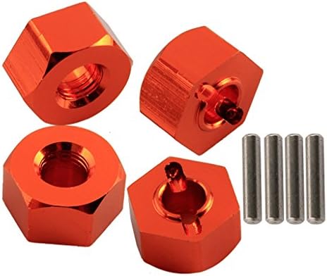 Yiguo Orange 12mm Hex Adapter Aluminum Hub Nuts and Pins for 1/10 Traxxas Slash 4X4 Set of 4