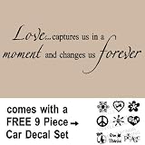 **Love...captures us in a moment and changes us forever Vinyl Lettering Wall Quote Decal Sticker