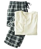 Woolrich Men s PJ Set, BLACK and WHITE PLAID (Black), Size S