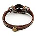 Real Spark 2-Row Vintage Style Flower Leather Metal Loop Button Adjustable Length Wrap Bracelet (Four Clover)