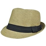 Khaki Large XLarge Woven Straw Fedora Trilby Stetson Gangster Hat Band FD-131